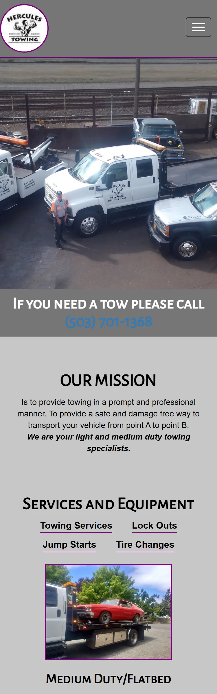 Hercules Towing website, scored 41/120