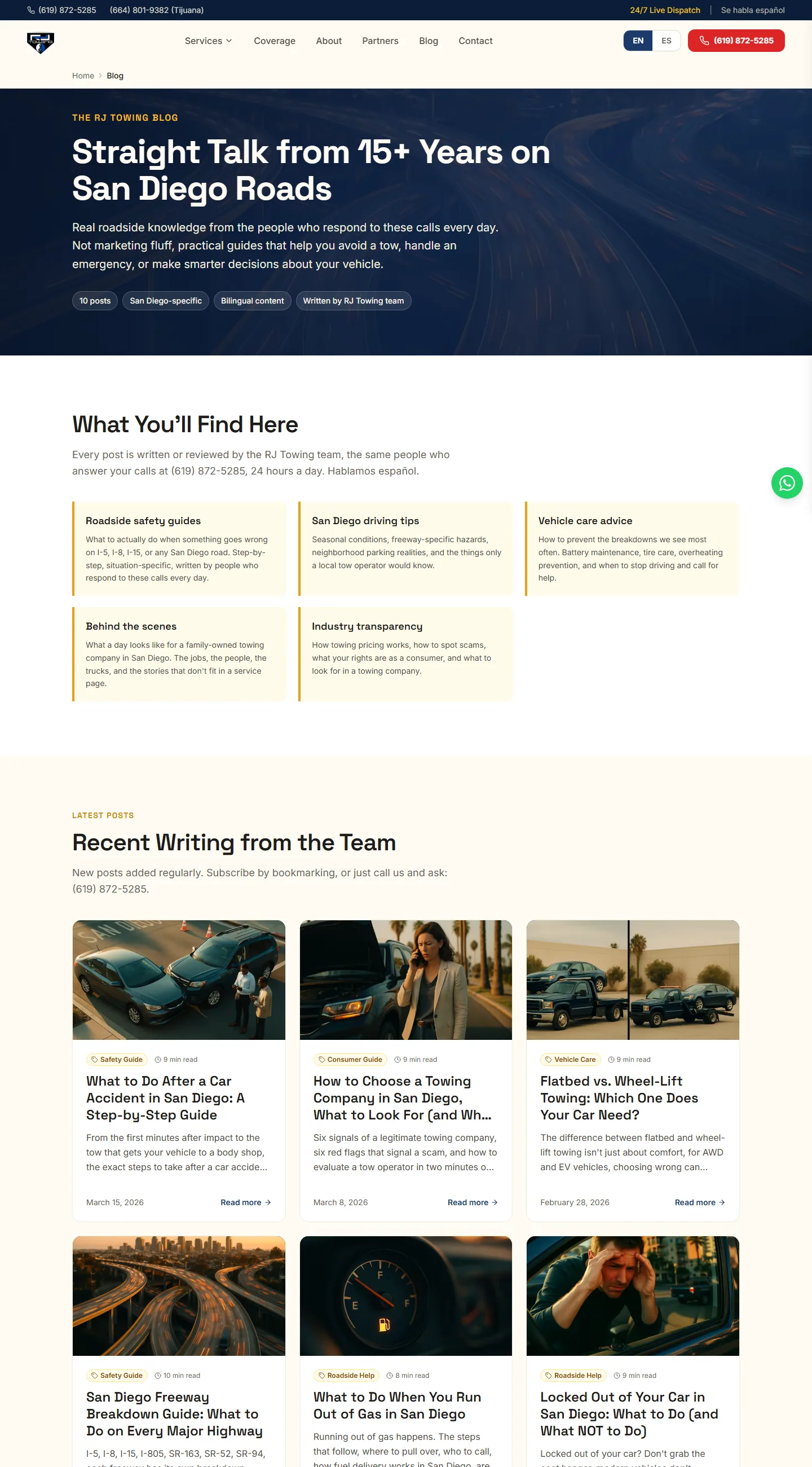 Blog index on desktop